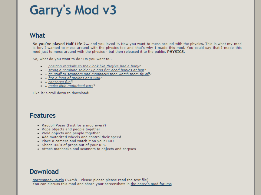 Garry's Mod 8 file - Garrys Mod for Half-Life 2 - ModDB