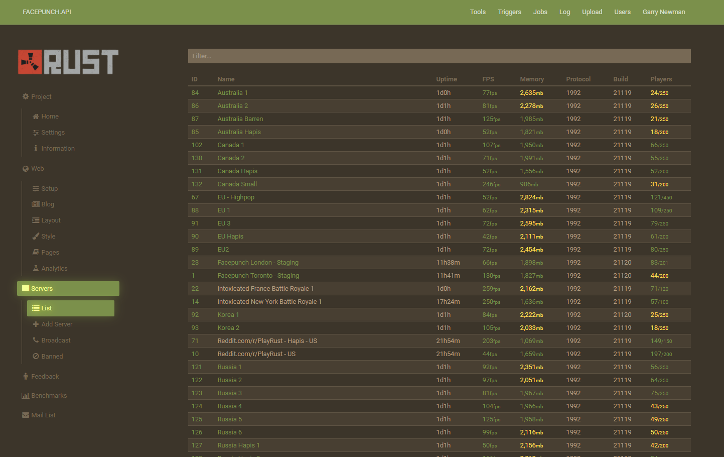 All Facepunch servers reporting streamer mode names on Battlemetrics? At  around 12 EST today all Facepunch servers started reporting streamer mode  names, was this intentional? SC is from US East Facepunch Large